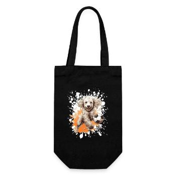 Pudel Hund Fussball Team - Geschenkbeutel für Flaschen - Schwarz - Vorne