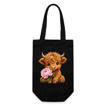 Vache des Highlands, vache des Highlands, bétail des Highlands, pivoines - Sac à bouteille - noir - Devant