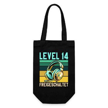 14. Geburtstag Junge Mädchen Gaming Level 14 Jahre - Geschenkbeutel für Flaschen - Schwarz - Vorne