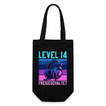 14. Geburtstag Junge Mädchen Gaming Level 14 Jahre - Geschenkbeutel für Flaschen - Schwarz - Vorne