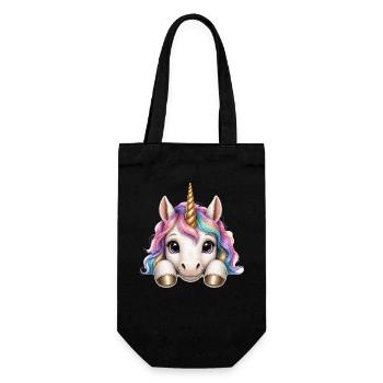 Licorne à crinière arc-en-ciel - Sac à bouteille - noir - Devant