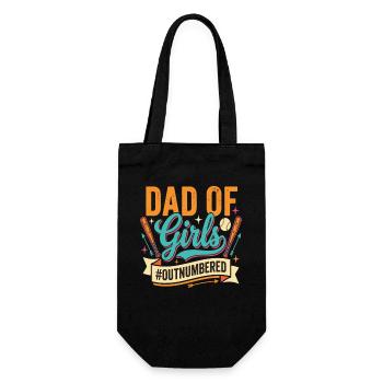 Dad of Girls Baseball Dad Daughters Sports - Gift Bag for Bottles - black - Front