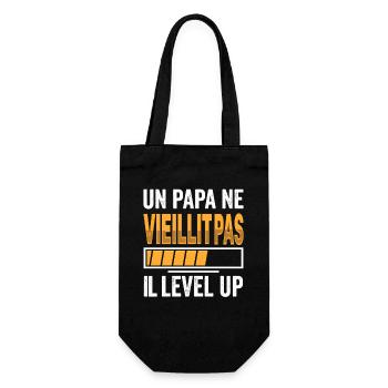 A dad doesn't age he level up humor gamer - Gift Bag for Bottles - black - Front