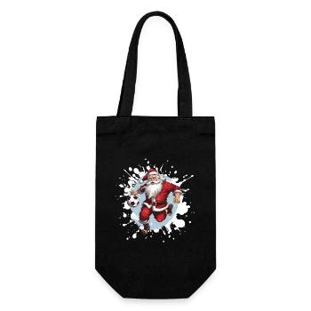 Weihnachtsmann Fussball Team - Geschenkbeutel für Flaschen - Schwarz - Vorne