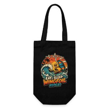 Wingfoil Wellenfahrer Sunset - Geschenkbeutel für Flaschen - Schwarz - Vorne