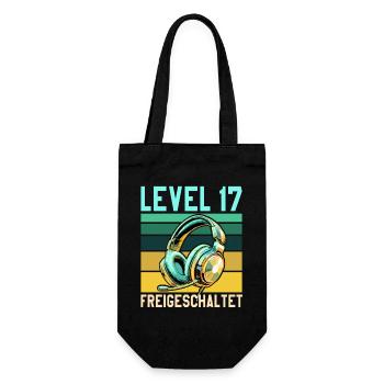17. Geburtstag Junge Mädchen Gamer Level 17 Jahre - Geschenkbeutel für Flaschen - Schwarz - Vorne