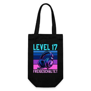 17. Geburtstag Junge Mädchen Gamer Level 17 Jahre - Geschenkbeutel für Flaschen - Schwarz - Vorne