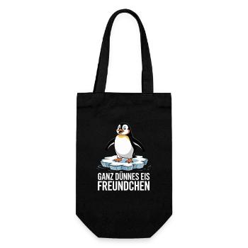  Ganz Dünnes Eis Freundchen Lustiger Pinguin - Geschenkbeutel für Flaschen - Schwarz - Vorne