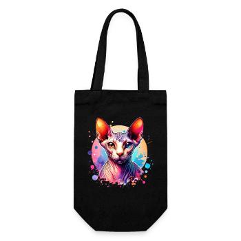 Sphynxkatze Motiv - Geschenkbeutel für Flaschen - Schwarz - Vorne