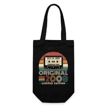 Originales Vintage-Geburtstagsgeschenk 2008 - Geschenkbeutel für Flaschen - Schwarz - Vorne