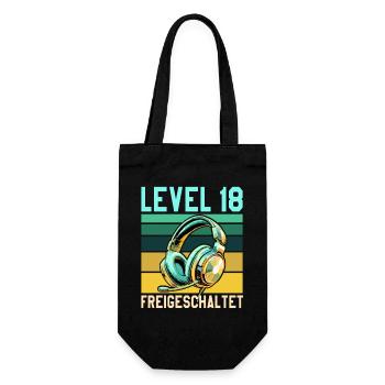 18. Geburtstag Junge Mädchen Gamer Level 18 - Geschenkbeutel für Flaschen - Schwarz - Vorne