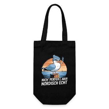  Nich Perfekt Aber Nordisch Echt Lustige Möwe Mit - Geschenkbeutel für Flaschen - Schwarz - Vorne