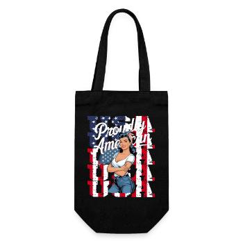 Proudly American im Retro-Look - Geschenkbeutel für Flaschen - Schwarz - Vorne