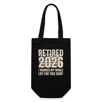 Rente 2026 – dafür habe ich mein ganzes Leben gear - Geschenkbeutel für Flaschen - Schwarz - Vorne