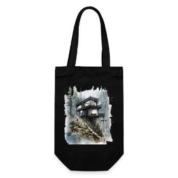 Forest Glass Cabin on Cliff - Gift Bag for Bottles - black - Front