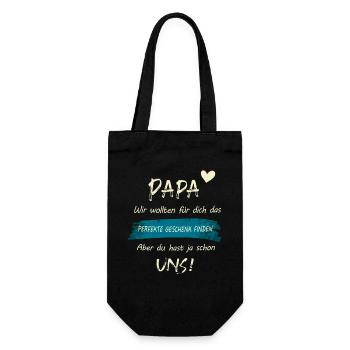 Papa Perfektes Geschenk Lustig Vatertag - Geschenkbeutel für Flaschen - Schwarz - Vorne