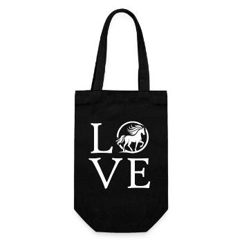 Love of horses - Gift Bag for Bottles - black - Front