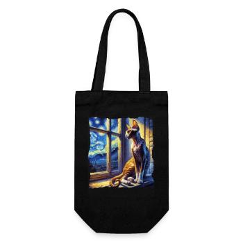 Cornish Rexkatze Starry Night - Geschenkbeutel für Flaschen - Schwarz - Vorne