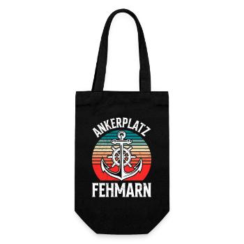 Segeln ANKERPLATZ FEHMARN Lustiges - Geschenkbeutel für Flaschen - Schwarz - Vorne