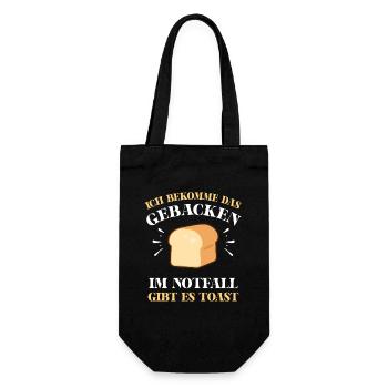 ICH BEKOMME DAS GEBACKEN Lustig Spruch Motivation - Geschenkbeutel für Flaschen - Schwarz - Vorne