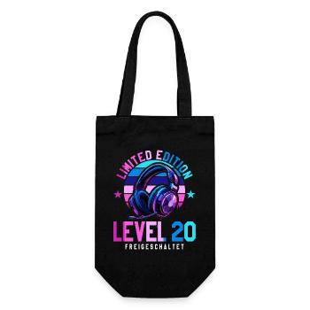 20th Birthday Boy Girls Gaming Level 20 Years - Gift Bag for Bottles - black - Front