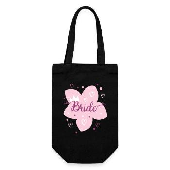 Hochzeit Brautblume Rosa Krone - Geschenkbeutel für Flaschen - Schwarz - Vorne