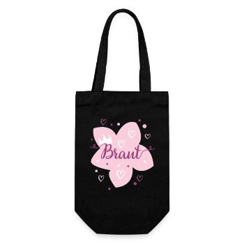 Hochzeit Brat Blüte mit Krone Schriftzug - Geschenkbeutel für Flaschen - Schwarz - Vorne
