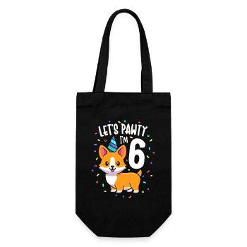 Confettis pour fête d’anniversaire de corgi - Sac à bouteille - noir - Devant