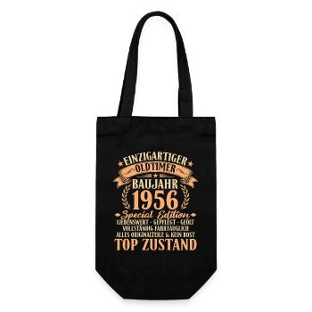1956 Baujahr Oldtimer 70. Geburtstag Geschenkidee - Geschenkbeutel für Flaschen - Schwarz - Vorne