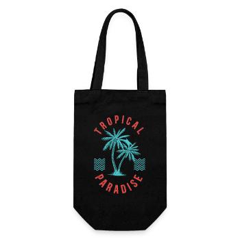 Tropical Paradise Retro Palm Badge - Gift Bag for Bottles - black - Front