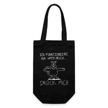 Ich funktioniere nur unter Druck – Büro Humor - Geschenkbeutel für Flaschen - Schwarz - Vorne