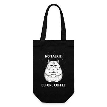 No conversation in front of coffee lover cat - Gift Bag for Bottles - black - Front
