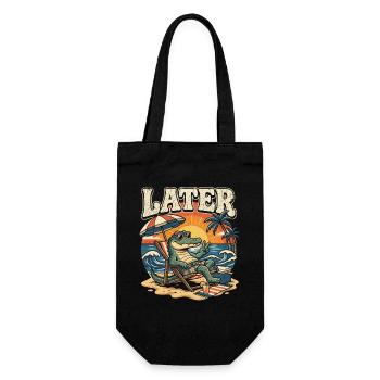 Alligator on the beach: LATER Relax - Gift Bag for Bottles - black - Front