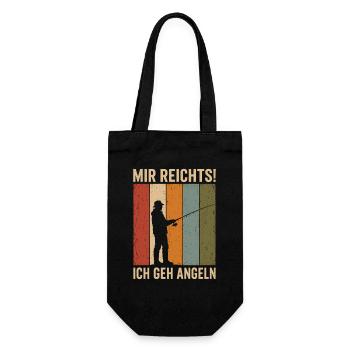 Mir reichts Ich geh angeln Vintage Angler - Geschenkbeutel für Flaschen - Schwarz - Vorne