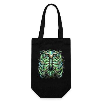 Cyber Rib Cage Skeleton Sci-Fi Illustration - Gift Bag for Bottles - black - Front