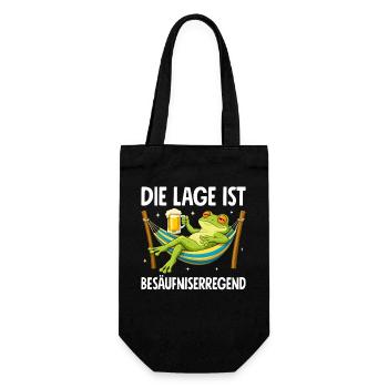 Die Lage Ist Besäufniserregend mit Frosch - Geschenkbeutel für Flaschen - Schwarz - Vorne