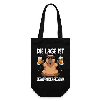 Die Lage Ist Besäufniserregend Capybara - Geschenkbeutel für Flaschen - Schwarz - Vorne