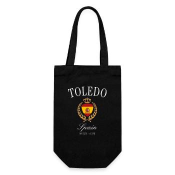 Toledo Spanien Wappen Krone – Reise Souvenir - Geschenkbeutel für Flaschen - Schwarz - Vorne