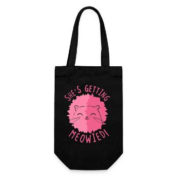 She's Getting Meowied Cat Bridal Pun - Gift Bag for Bottles - black - Front