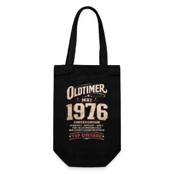 50. Geburtstag Geschenk Mann Oldtimer Mai 1976 - Geschenkbeutel für Flaschen - Schwarz - Vorne