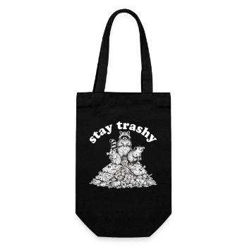 Stay Trashy Waschbär Opossum Stinktier - Geschenkbeutel für Flaschen - Schwarz - Vorne