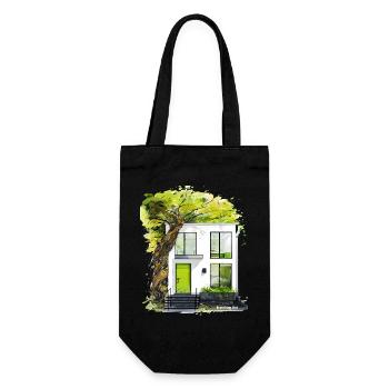 Branching Out - Modern Eco Architecture Sketch - Gift Bag for Bottles - black - Front