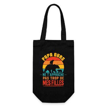 Papa Ours Pas Trop Près Des Filles - Sac à bouteille - noir - Devant