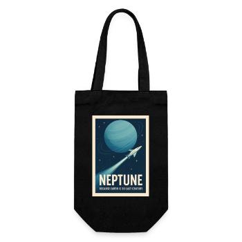 Neptun statt Erde | Retro Space Reise - Geschenkbeutel für Flaschen - Schwarz - Vorne