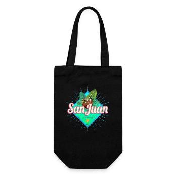 San Juan in Puerto Rico Vintage Karibik Souvenir - Geschenkbeutel für Flaschen - Schwarz - Vorne