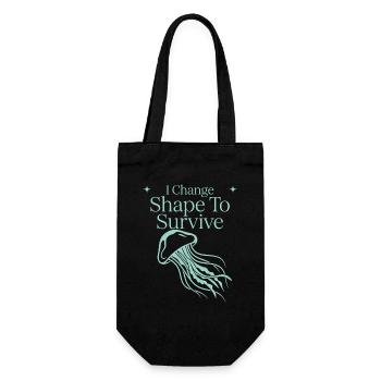 Qualle Ozeanqualle Flowy Soft Ocean Marine - Geschenkbeutel für Flaschen - Schwarz - Vorne
