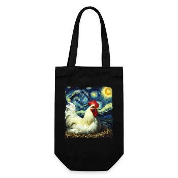 Leghorn Hühner Starry Night - Geschenkbeutel für Flaschen - Schwarz - Vorne