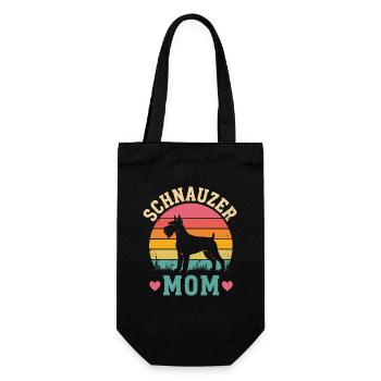 Schnauzer Mom Retro Sonnenuntergang - Geschenkbeutel für Flaschen - Schwarz - Vorne