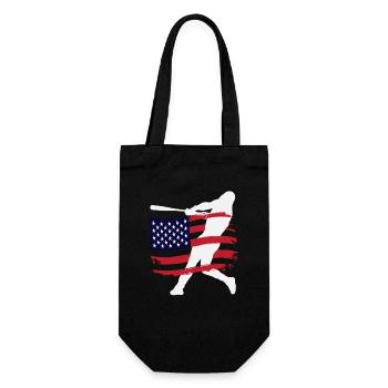 Silhouette du joueur de baseball du drapeau américain - Sac à bouteille - noir - Devant