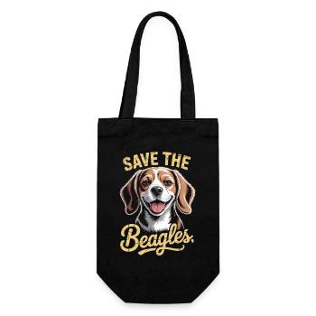 Rettet die Beagles-Illustration - Geschenkbeutel für Flaschen - Schwarz - Vorne